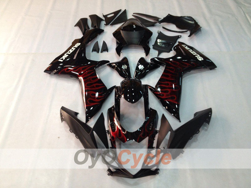 Injection Fairing kit for 11-26 GSX R750 - Red, Black - Flame #OYO87901470