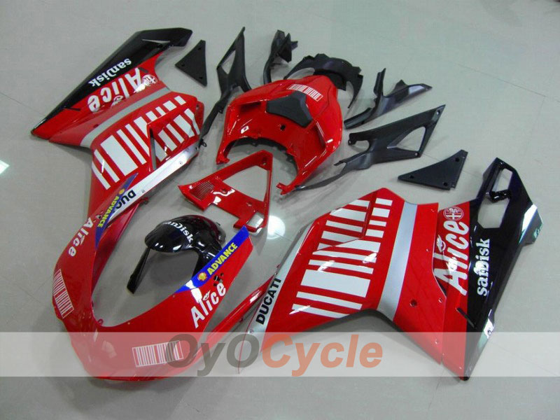 Injection Fairing kit for 07-09 Ducati 1098 - Red, Black - Alice #OYO87902283 Main image
