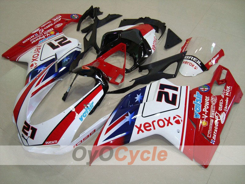 Injection Fairing kit for 08-13 Ducati 848 - Red, White - Xerox #OYO87902244