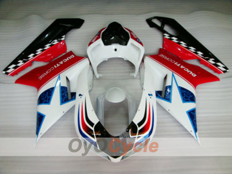 Injection Fairing kit for 07-09 Ducati 1098 - Red, White - Factory Style #OYO87902299 Main image