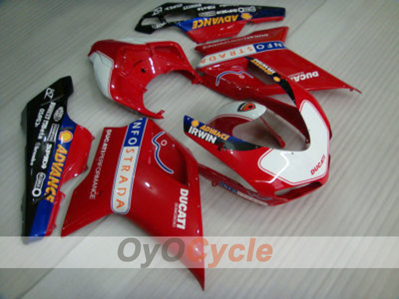 Injection Fairing kit for 08-13 Ducati 848 - Red, White - Performance #OYO87902212