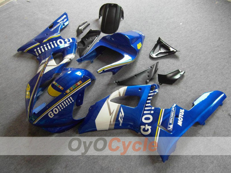 Injection Fairing kit for 00-01 YZF-R1 - Blue, White - GO!!!!!!!, MOTUL #OYO87900770 Main image