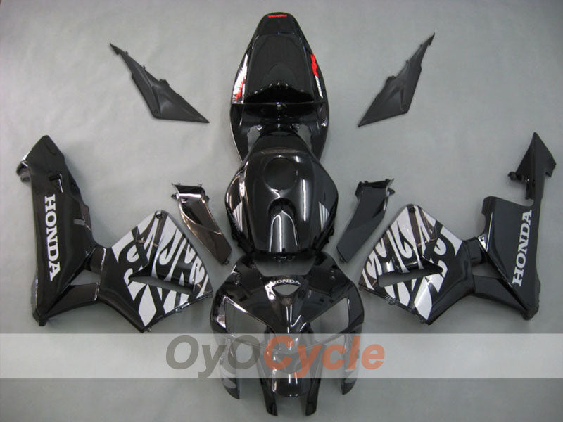 Injection Fairing kit for 05-06 CBR600RR - Black, Silver - Flame #OYO87900240 Main image