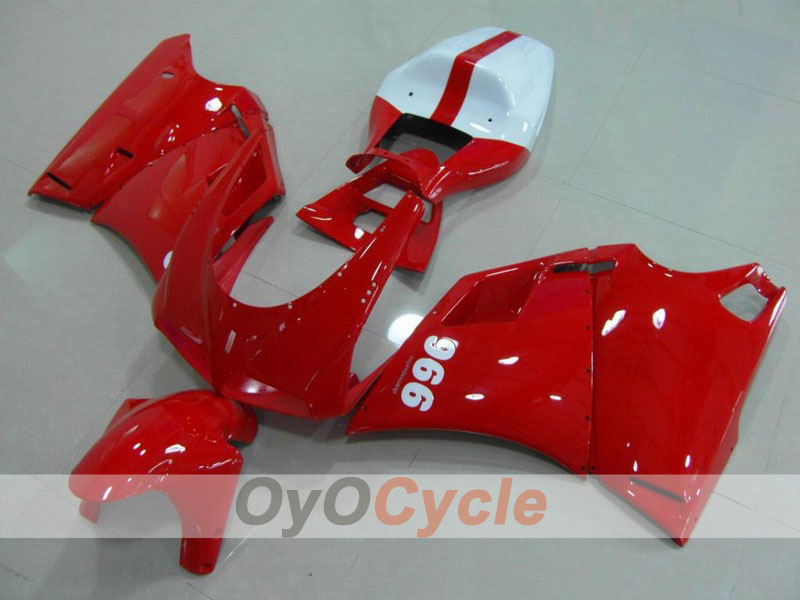 Injection Fairing kit for 99-02 Ducati 996 - Red, White - Factory Style #OYO87902201 Main image