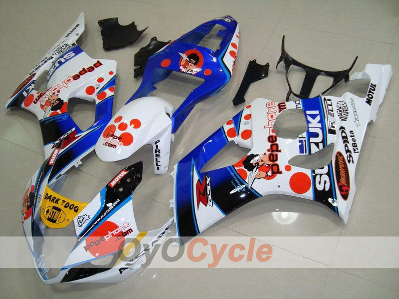 Injection Fairing kit for 03-04 GSX R1000 - Blue, White - Dark Dog #OYO87901830 Main image