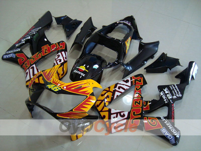 Injection Fairing kit for 00-01 CBR900RR 929 - Yellow, Black - Rossi #OYO87902750