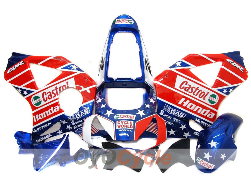 Injection Fairing kit for 02-03 CBR900RR 954 - Red, Blue - Castrol #OYO87902700 Main image