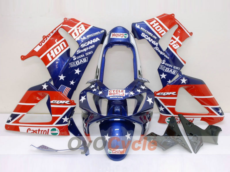 Injection Fairing kit for 00-01 CBR900RR 929 - Red, Blue - Castrol #OYO87902694