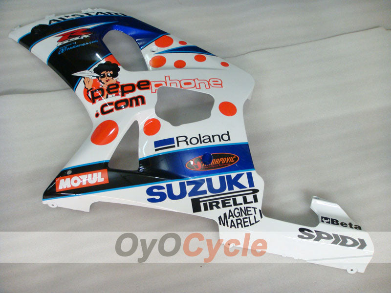 Injection Fairing kit for 00-03 GSX R750 - Blue, White - Dark Dog #OYO87905169
