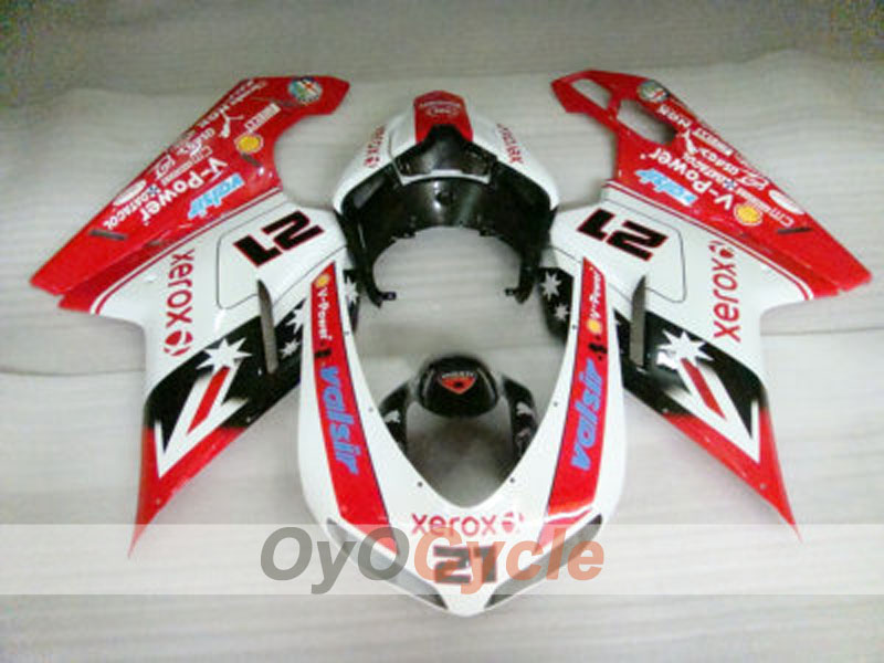 Injection Fairing kit for 07-09 Ducati 1098 - Red, White - Xerox #OYO87902232