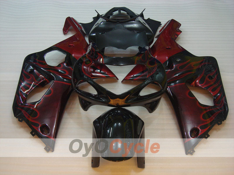 Injection Fairing kit for 00-02 GSX R1000 - Red, Black - Flame #OYO87901735
