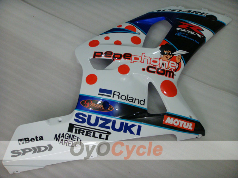 Injection Fairing kit for 00-02 GSX R1000 - Blue, White - Dark Dog, MOTUL #OYO87901723