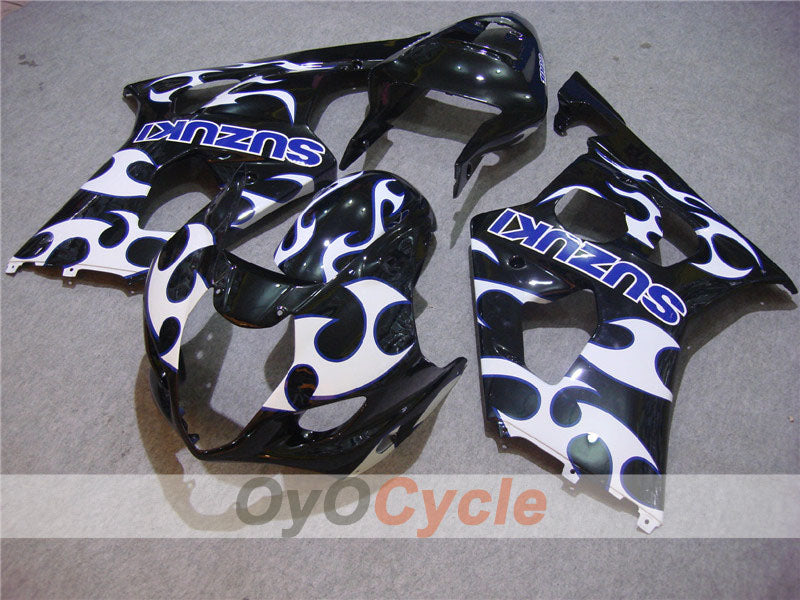 Injection Fairing kit for 03-04 GSX R1000 - White, Black - Flame #OYO87901832 Main image