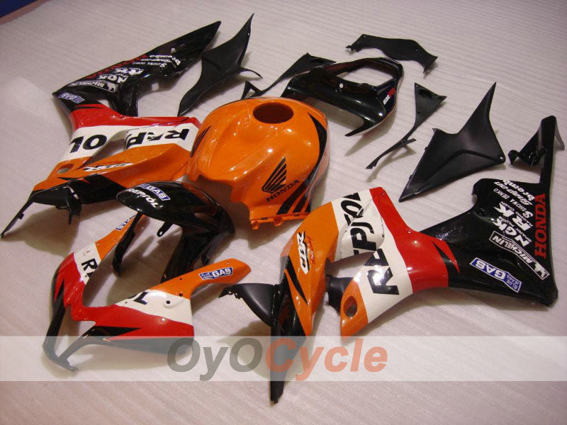 Injection Fairing kit for 07-08 CBR600RR - Orange, Black - Repsol #OYO87900424