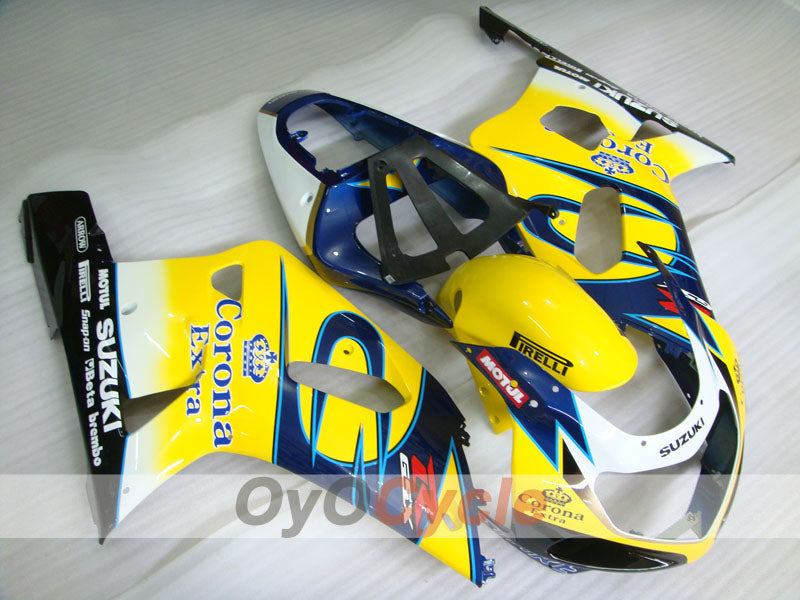 Injection Fairing kit for 01-03 GSX R600 - Yellow, Blue - Corona, MOTUL #OYO87905113 Main image