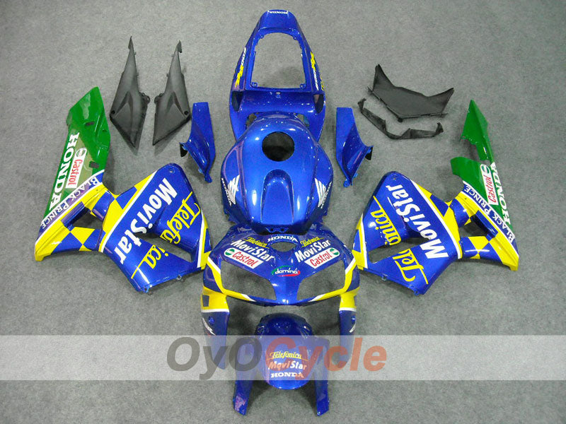 Injection Fairing kit for 05-06 CBR600RR - Yellow, Blue - Castrol, Movistar #OYO87900269 Main image