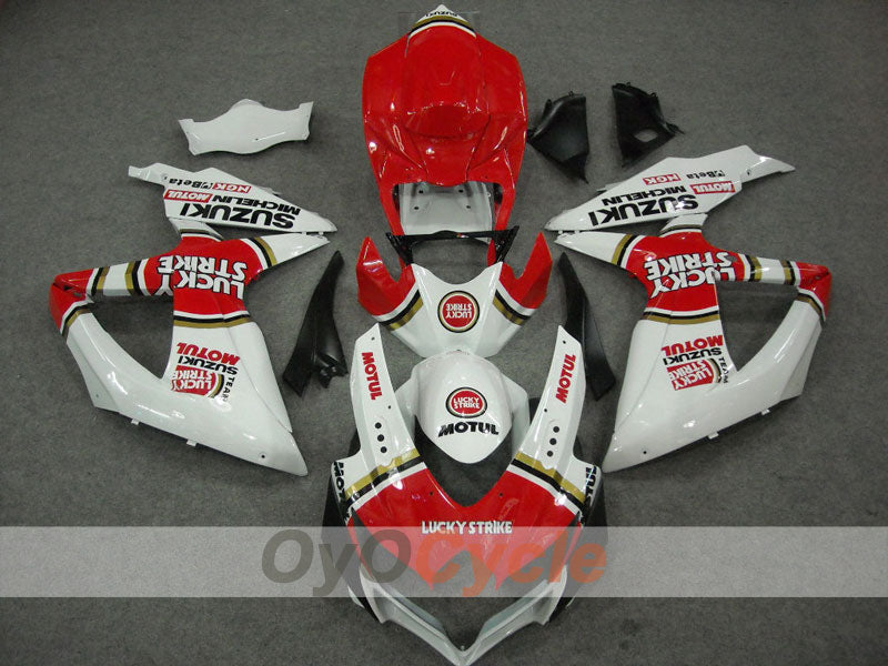 Injection Fairing kit for 08-10 GSX R750 - Red, White - Lucky Strike #OYO87901451