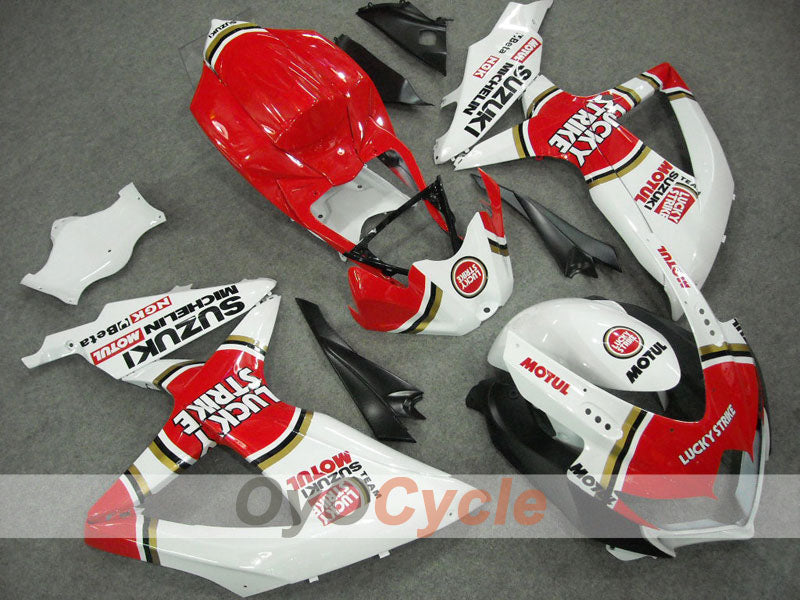 Injection Fairing kit for 08-10 GSX R750 - Red, White - Lucky Strike #OYO87901451 Main image