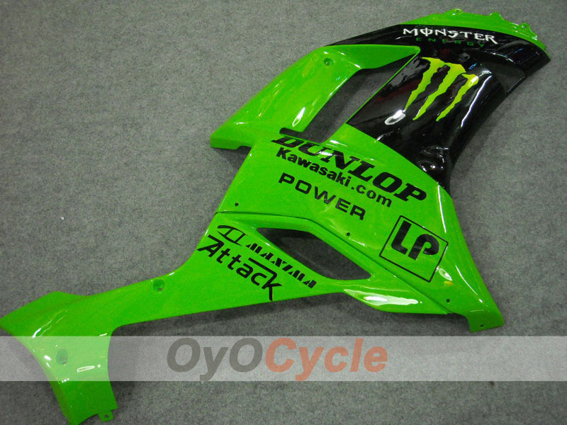 Injection Fairing kit for 07-08 NINJA ZX-6R - Green, Black - Monster #OYO87901943