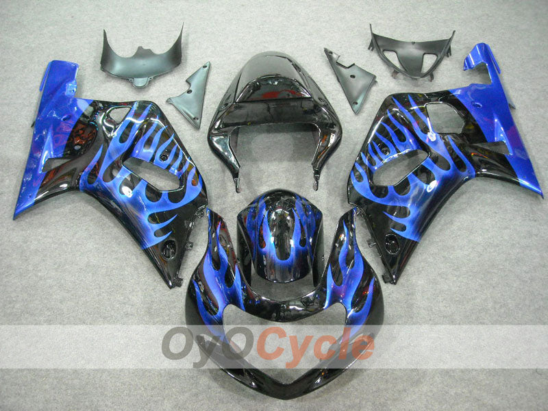Injection Fairing kit for 01-03 GSX R600 - Blue, Black - Flame #OYO87901042 Main image