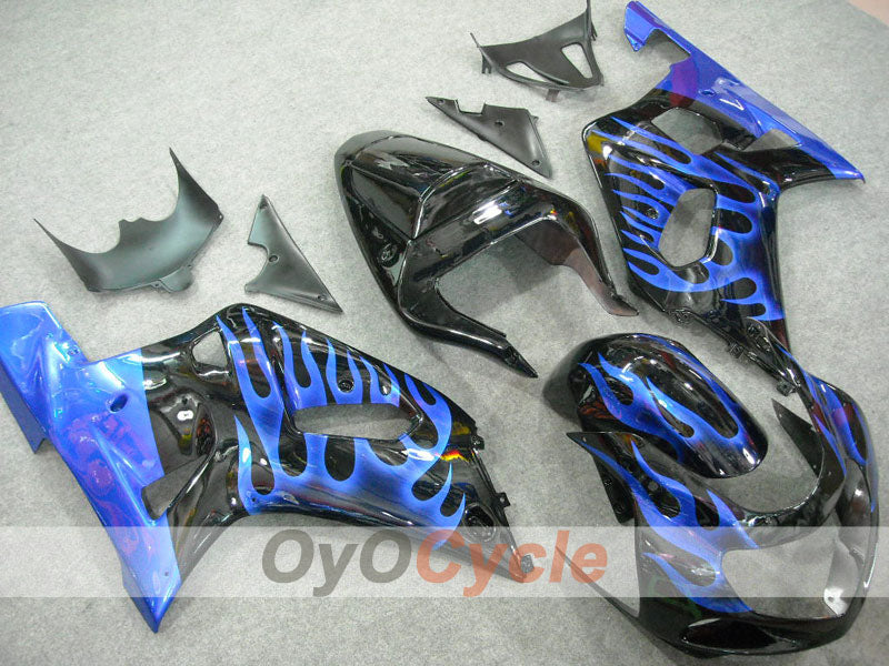 Injection Fairing kit for 00-03 GSX R750 - Blue, Black - Flame #OYO87901044
