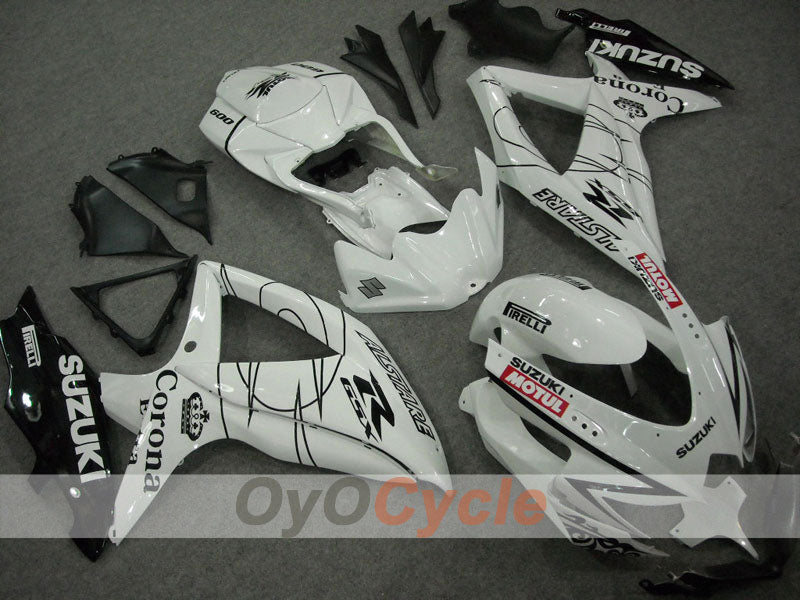 Injection Fairing kit for 08-10 GSX R600 - White, Black - Corona, MOTUL #OYO87901606 Main image