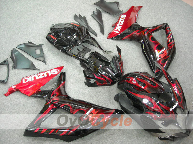 Injection Fairing kit for 08-10 GSX R750 - Red, Black - Flame #OYO87901429