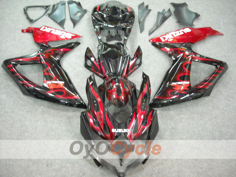 Injection Fairing kit for 08-10 GSX R750 - Red, Black - Flame #OYO87901429