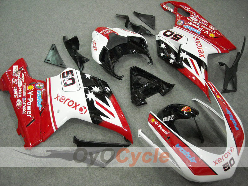 Injection Fairing kit for 08-13 Ducati 848 - Red, Black - Xerox #OYO87902239