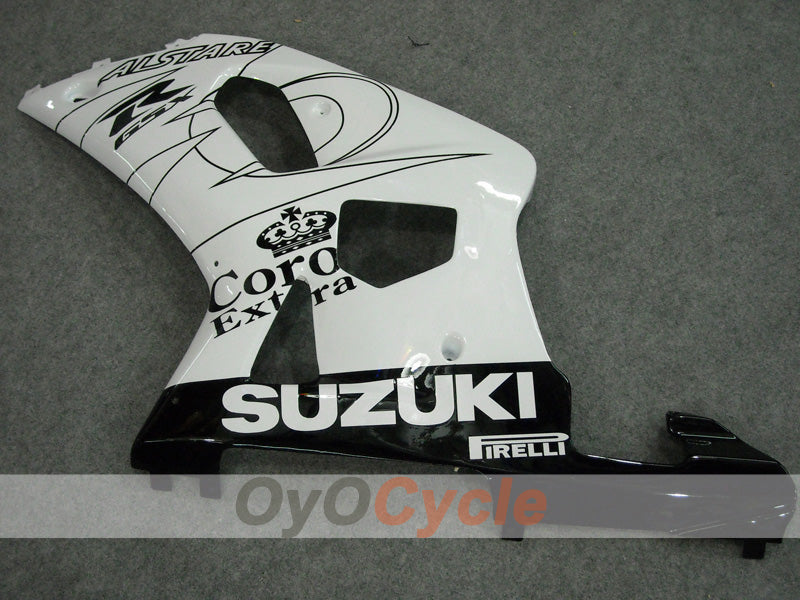 Injection Fairing kit for 01-03 GSX R600 - White, Black - Corona, MOTUL #OYO87901036