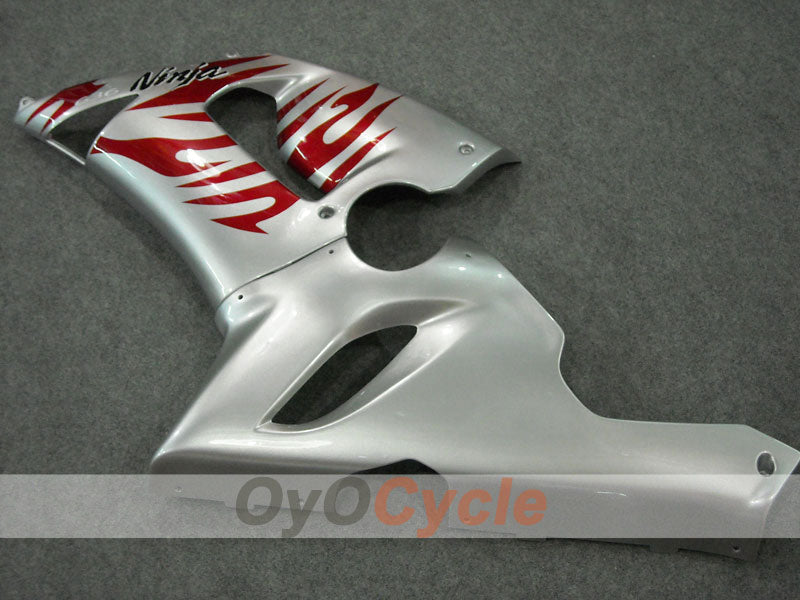 Injection Fairing kit for 05-06 NINJA ZX-6R - Red, Silver - Flame #OYO87901864