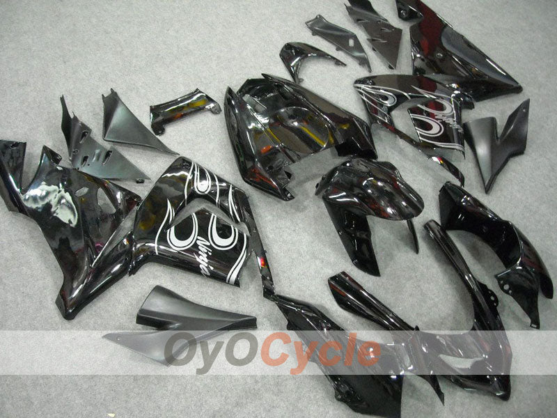 Injection Fairing kit for 04-05 NINJA ZX-10R - White, Black - Flame #OYO87901533 Main image