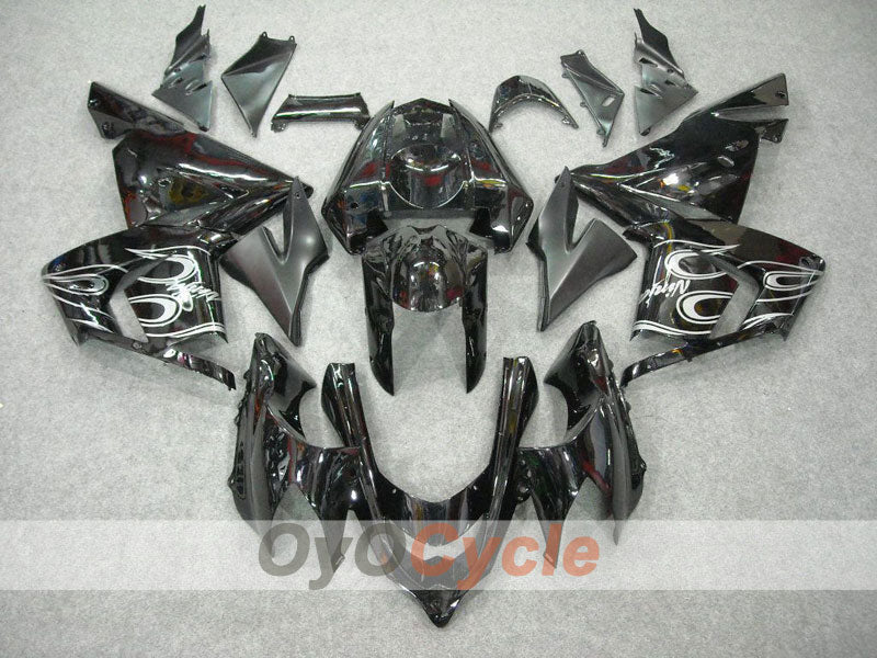 Injection Fairing kit for 04-05 NINJA ZX-10R - White, Black - Flame #OYO87901533