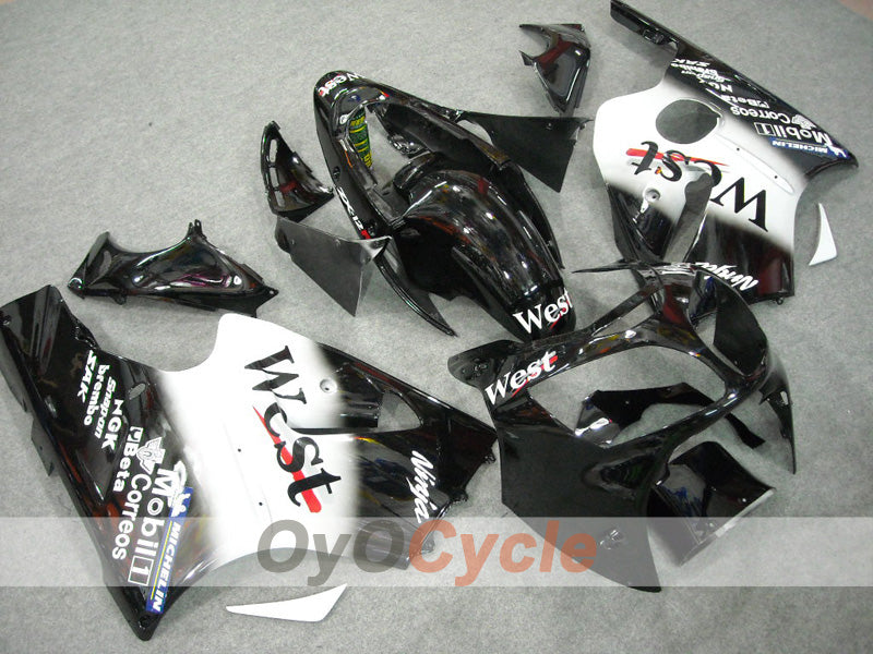 Injection Fairing kit for 00-01 NINJA ZX-12R - White, Black - West #OYO87903078