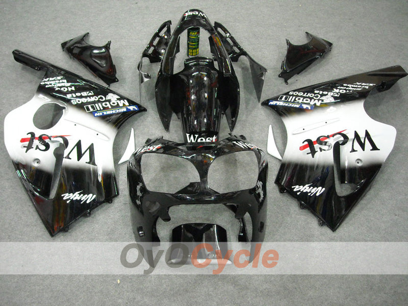 Injection Fairing kit for 00-01 NINJA ZX-12R - White, Black - West #OYO87903078