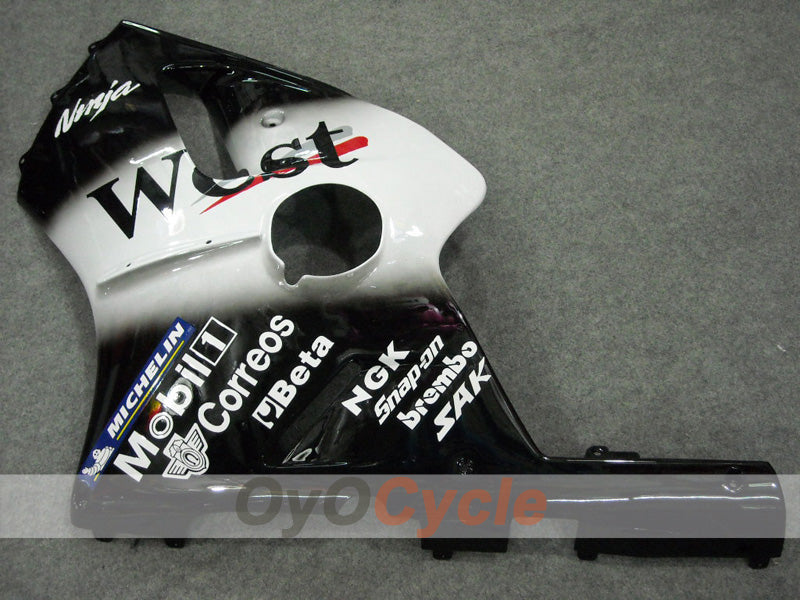 Injection Fairing kit for 00-01 NINJA ZX-12R - White, Black - West #OYO87903078