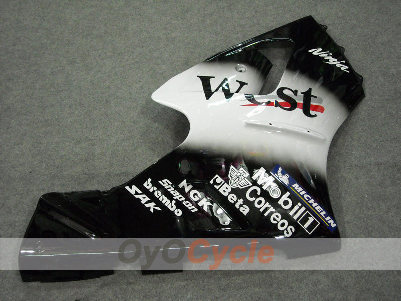 Injection Fairing kit for 00-01 NINJA ZX-12R - White, Black - West #OYO87903078