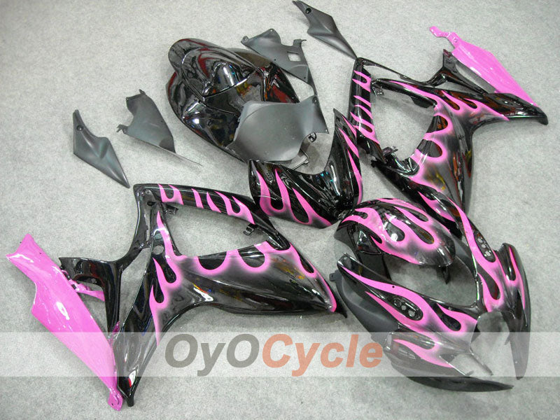 Injection Fairing kit for 06-07 GSX R600 - Black, Pink - Flame #OYO87901493