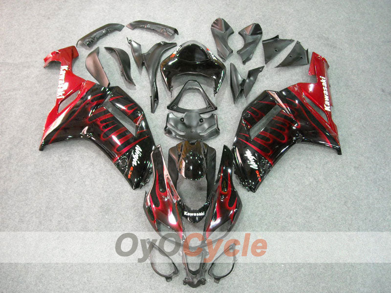 Injection Fairing kit for 07-08 NINJA ZX-6R - Red, Black - Flame #OYO87901934 Main image