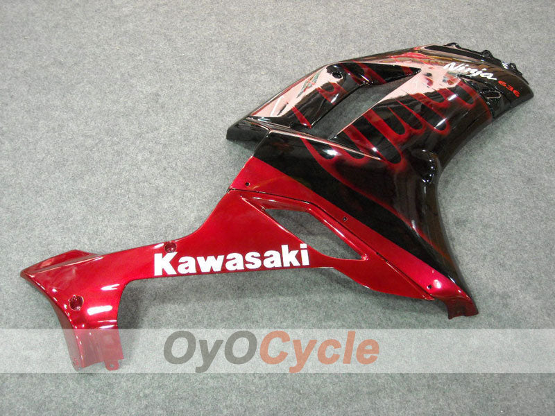 Injection Fairing kit for 07-08 NINJA ZX-6R - Red, Black - Flame #OYO87901934