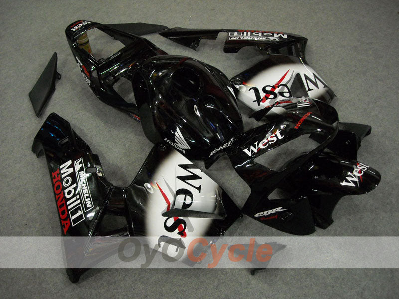 Injection Fairing kit for 03-04 CBR600RR - White, Black - West #OYO87902557