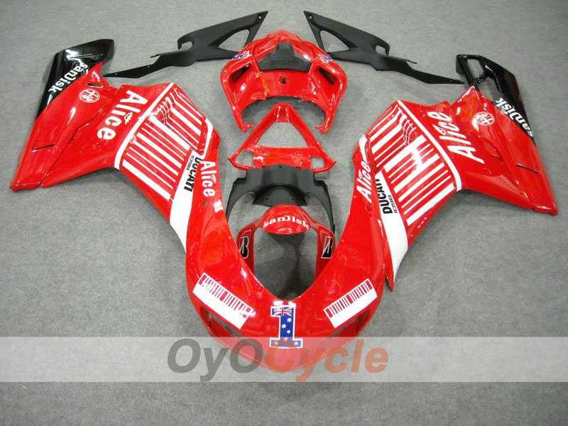 Injection Fairing kit for 08-13 Ducati 848 - Red, Black - Alice #OYO87902174 Secondary image