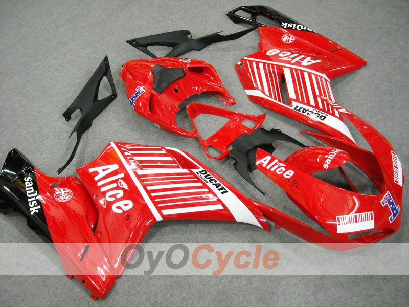 Injection Fairing kit for 07-09 Ducati 1098 - Red, Black - Alice #OYO87902273