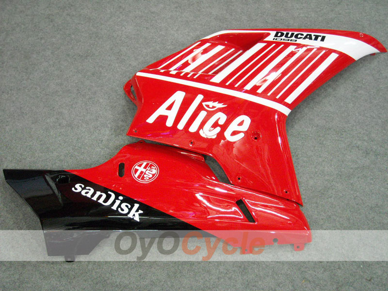 Injection Fairing kit for 07-09 Ducati 1098 - Red, Black - Alice #OYO87902273