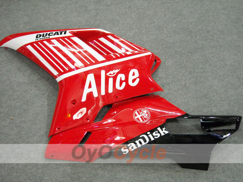 Injection Fairing kit for 07-09 Ducati 1098 - Red, Black - Alice #OYO87902273
