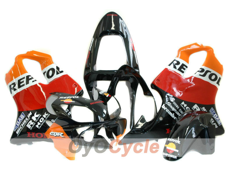 Injection Fairing kit for 01-03 CBR600F4i - Orange, Black - MICHELIN, Repsol #OYO87900188