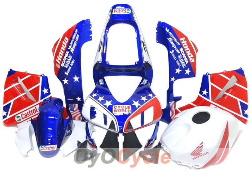 Injection Fairing kit for 03-04 CBR600RR - Red, Blue - Castrol #OYO87900222 Main image