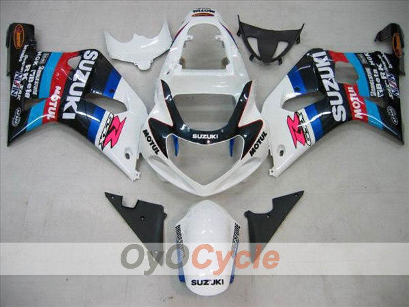 Injection Fairing kit for 01-03 GSX R600 - White, Black - MOTUL #OYO87901059