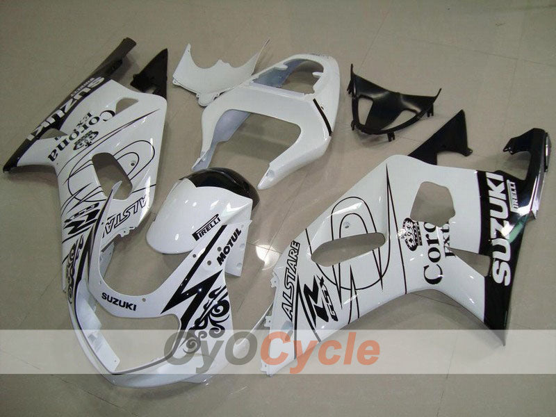 Injection Fairing kit for 01-03 GSX R600 - White, Black - Corona, MOTUL #OYO87901026