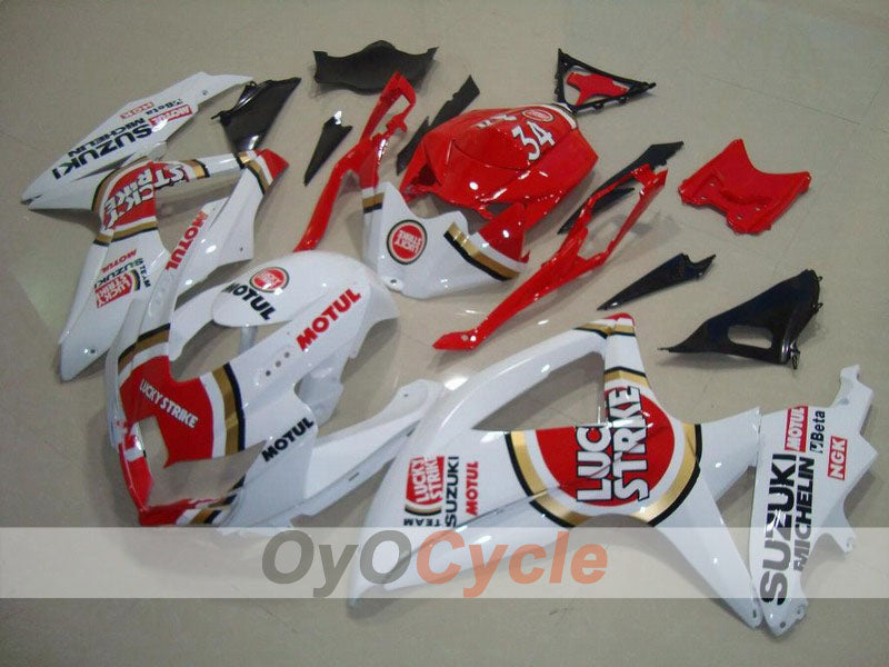 Injection Fairing kit for 08-10 GSX R750 - Red, White - Lucky Strike #OYO87901452 Main image